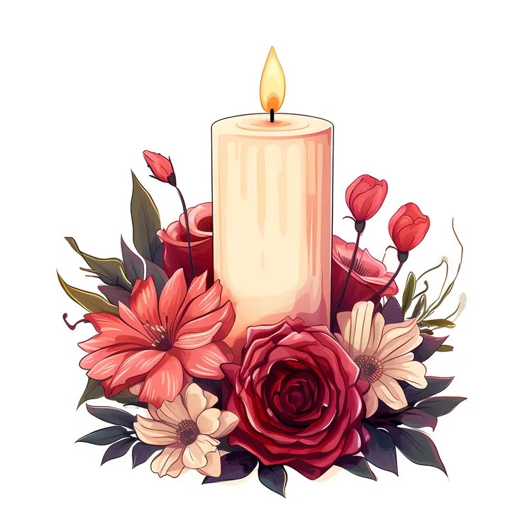 Candles and Flowers Arrangement
