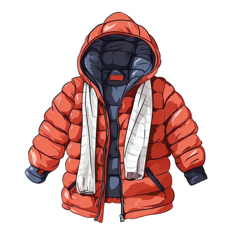 Red Hooded Puffer Jacket for Winter