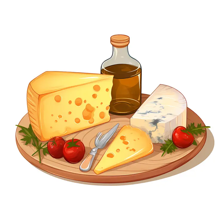 Cheese Platter with Tomatoes and Olive Oil