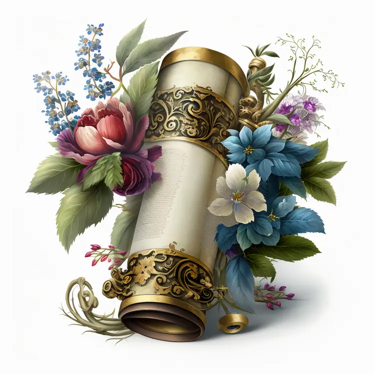 Ornate Vintage Scroll with Floral Decoration