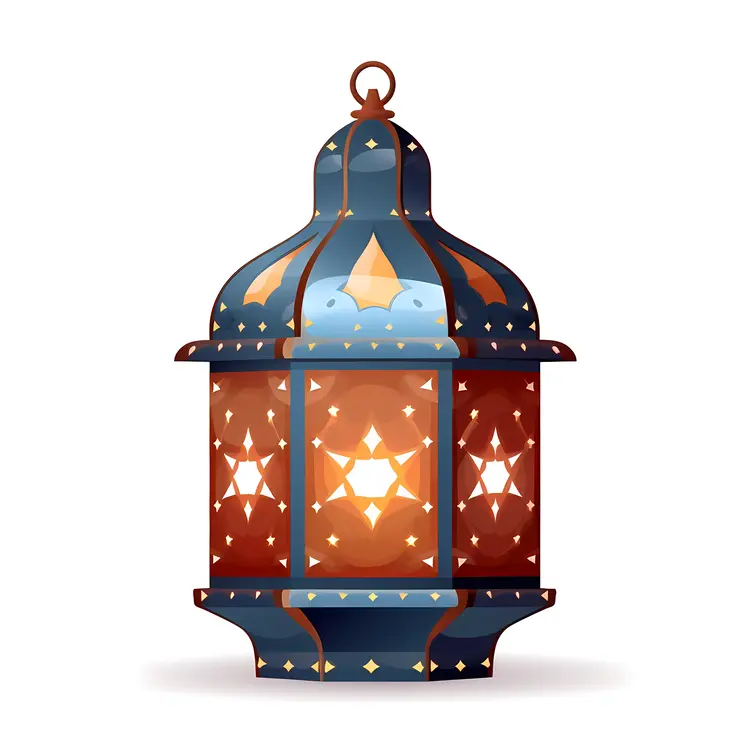 Blue Lantern with Star and Geometric Patterns