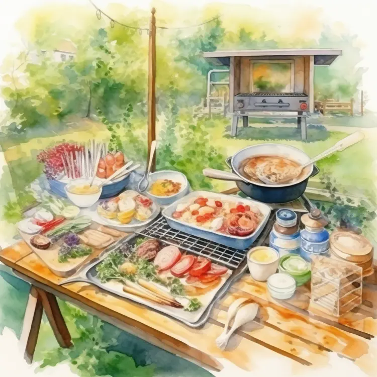 Outdoor Barbecue Picnic with Delicious Food