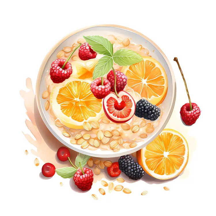Oatmeal with Oranges and Mixed Berries