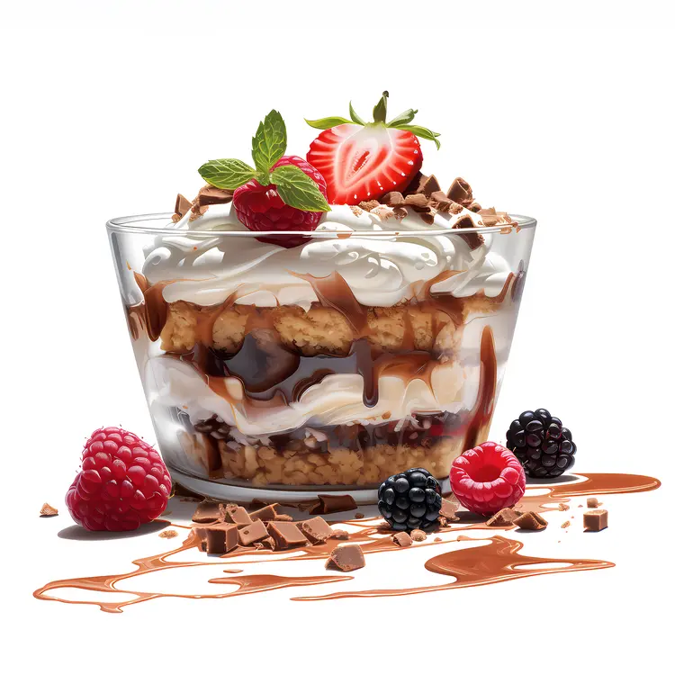Trifle Dessert with Whipped Cream and Berries