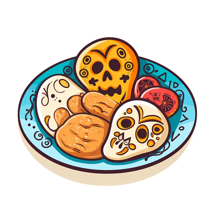 Decorated Bread and Sugar Skulls for Day of the Dead