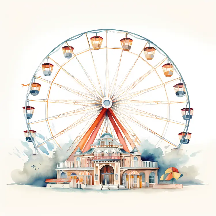 Vintage Ferris Wheel at Amusement Park