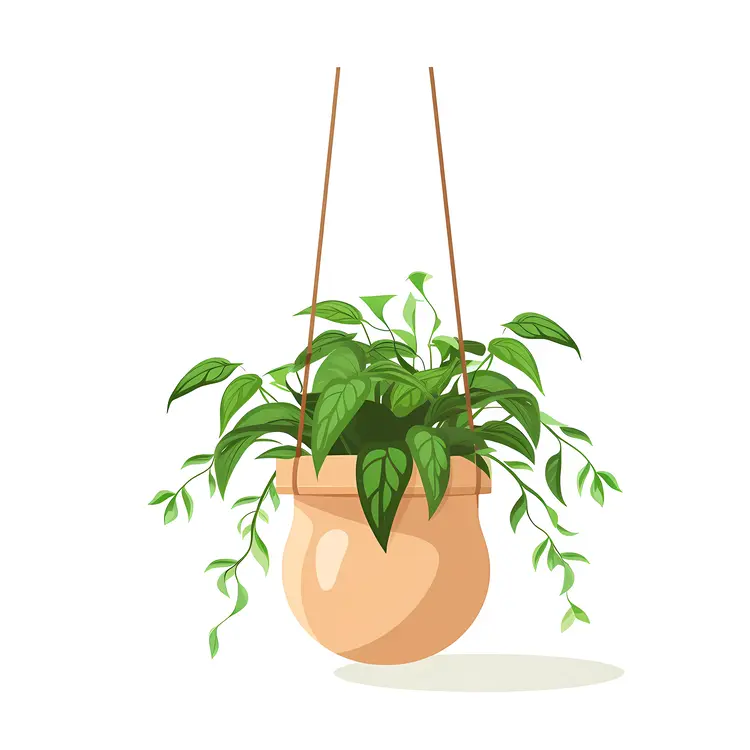 Hanging Plant in a Pot Illustration