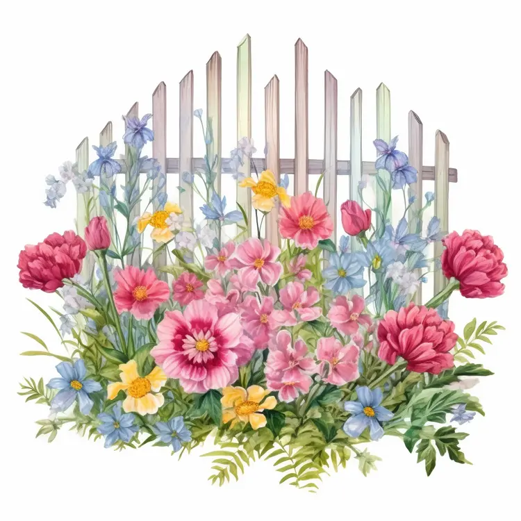 Wooden Fence with Vibrant Flowers