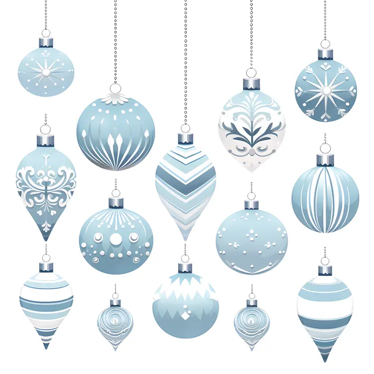 Elegant Blue and White Christmas Ornaments