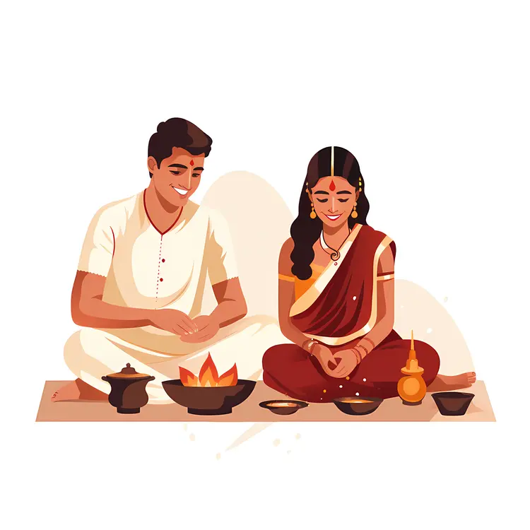 Couple in Traditional Attire Performing Ritual