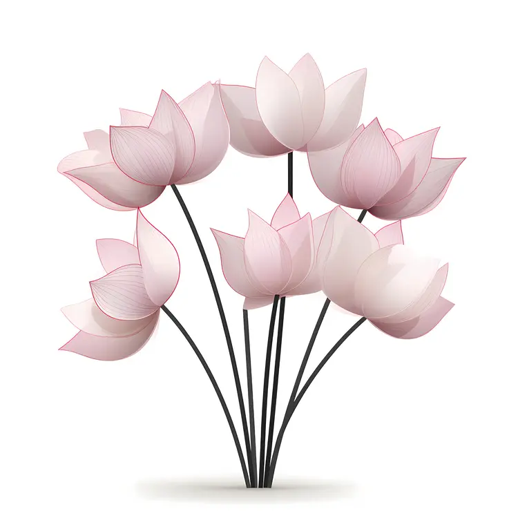 Beautiful Pink Lotus Flowers Illustration
