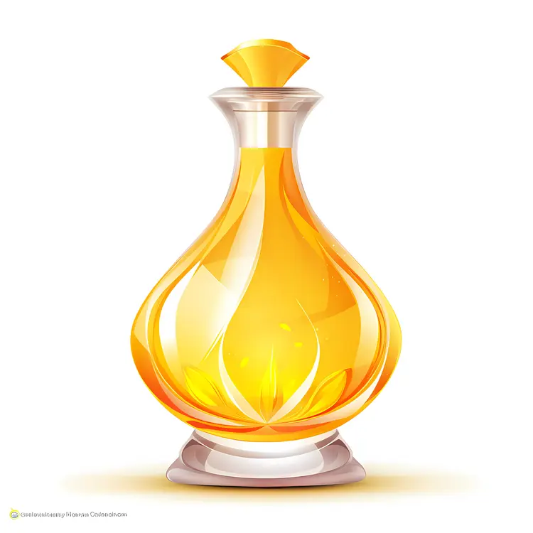Elegant Yellow Perfume Bottle Illustration