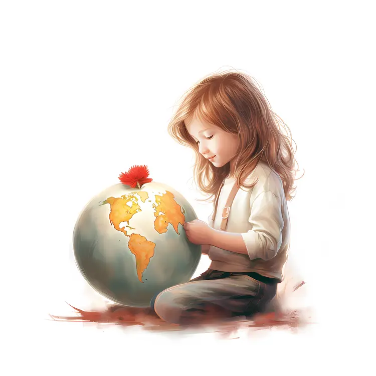 Child Exploring the Globe
