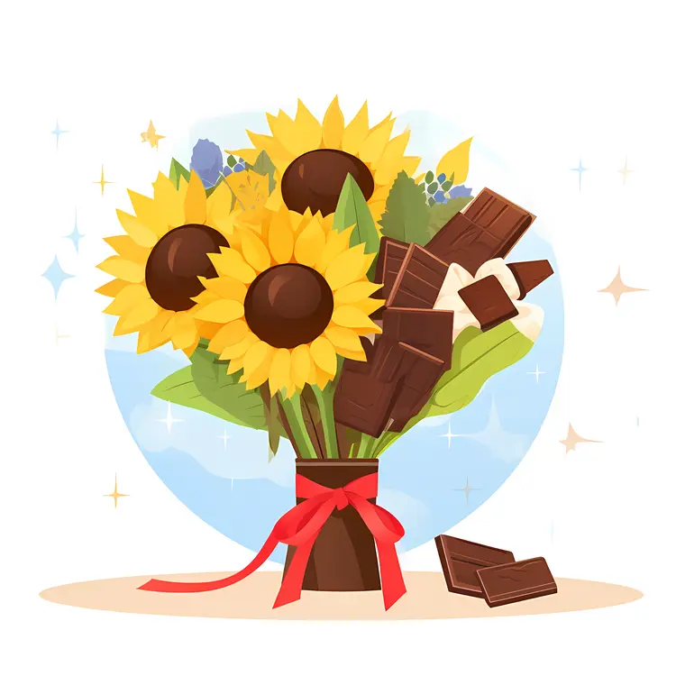 Sunflower and Chocolate Bouquet