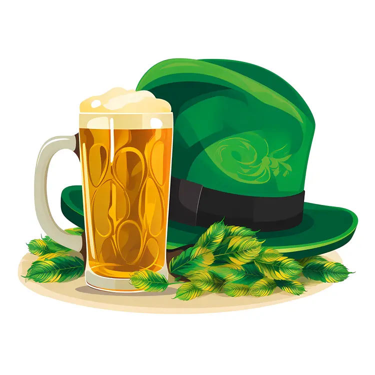 Beer and Green Hat for St. Patrick's Day Celebration