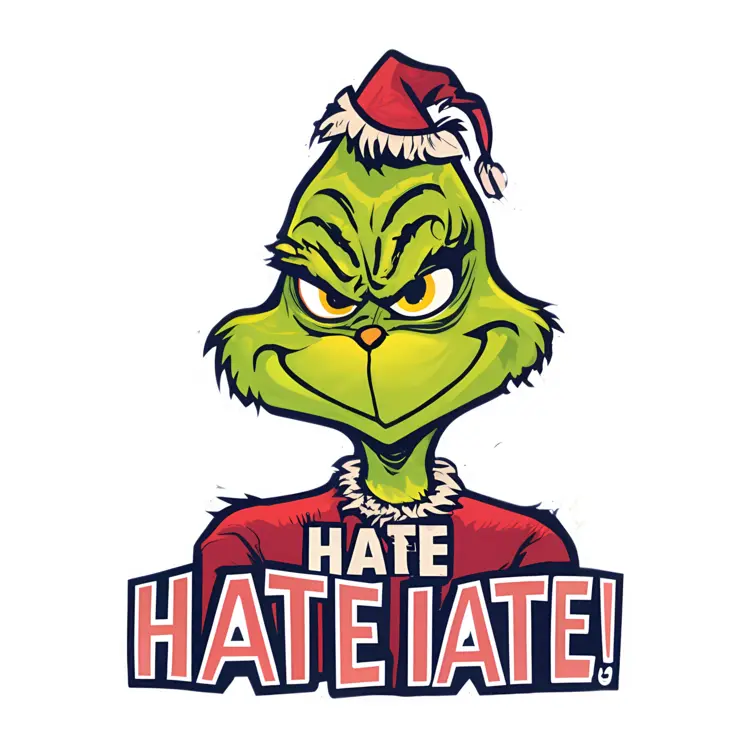 Grinch in Santa Hat with Hate Text