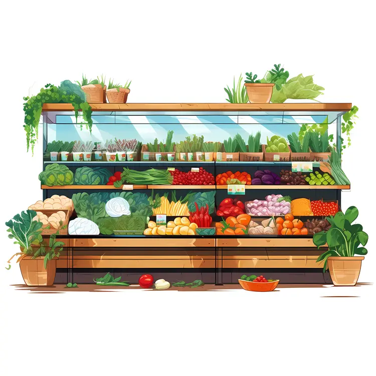 Fresh Vegetable Display in Grocery Store