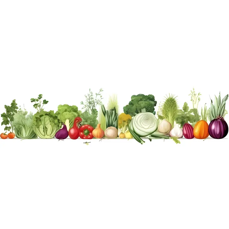 Fresh Vegetables in a Row