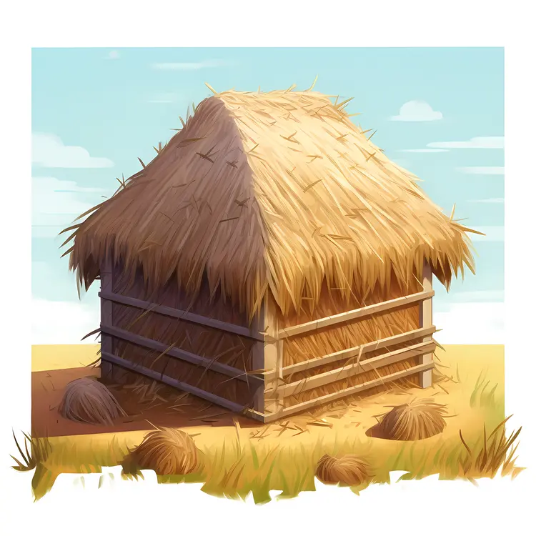 Traditional Straw Hut in Countryside