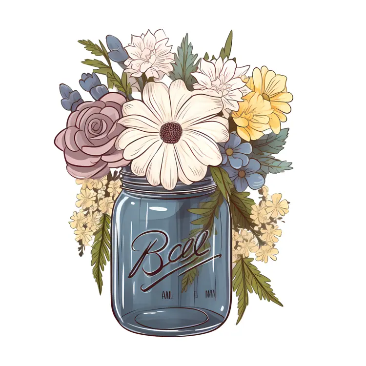 Bouquet of Flowers in Jar
