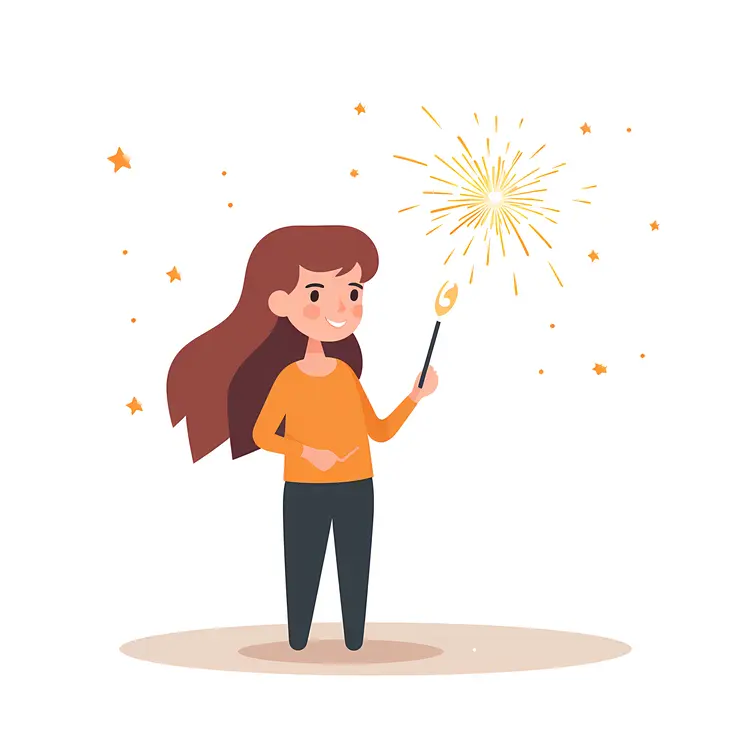 Girl Celebrating with a Sparkler