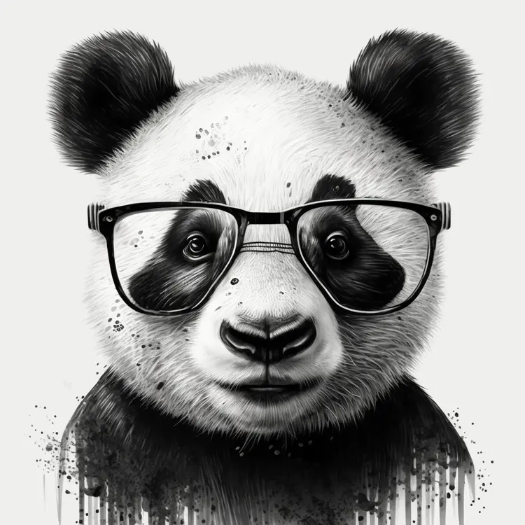 Cute Panda with Glasses Illustration