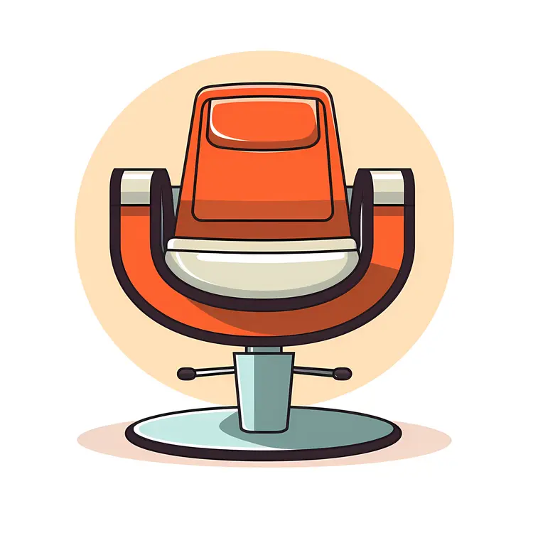 Orange Salon Chair with Circular Base