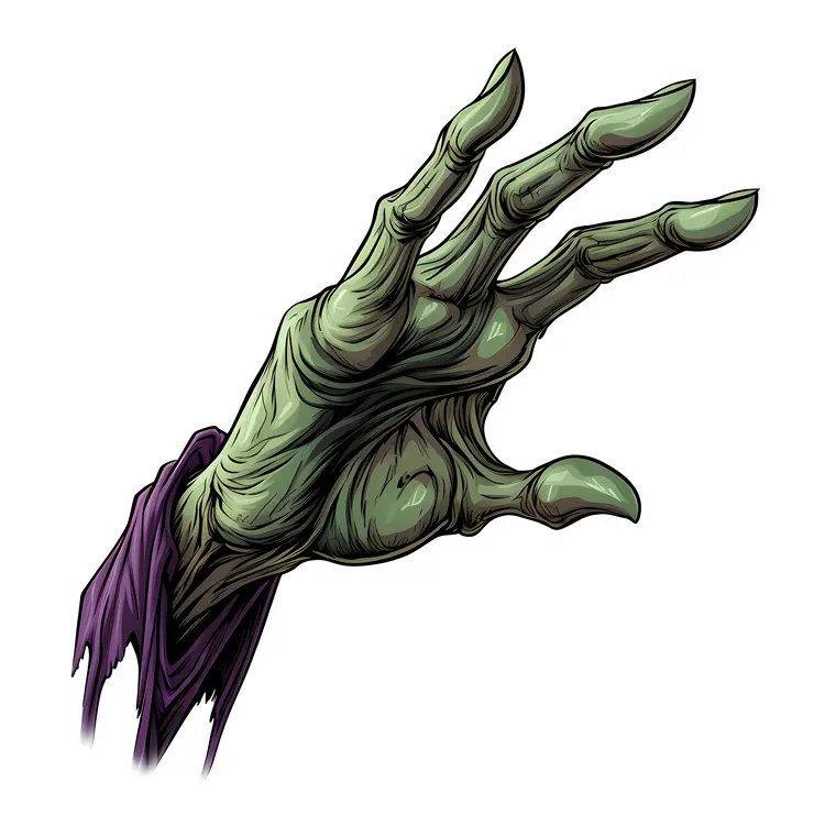 Green Monster Hand in Horror Style