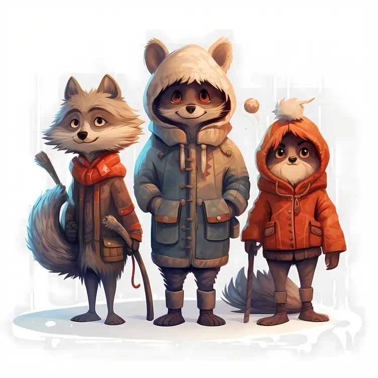 Adorable Animals in Cozy Winter Clothing