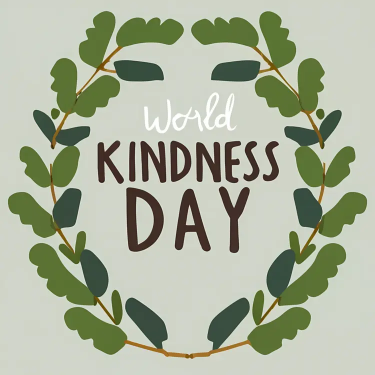 World Kindness Day Wreath with Green Leaves