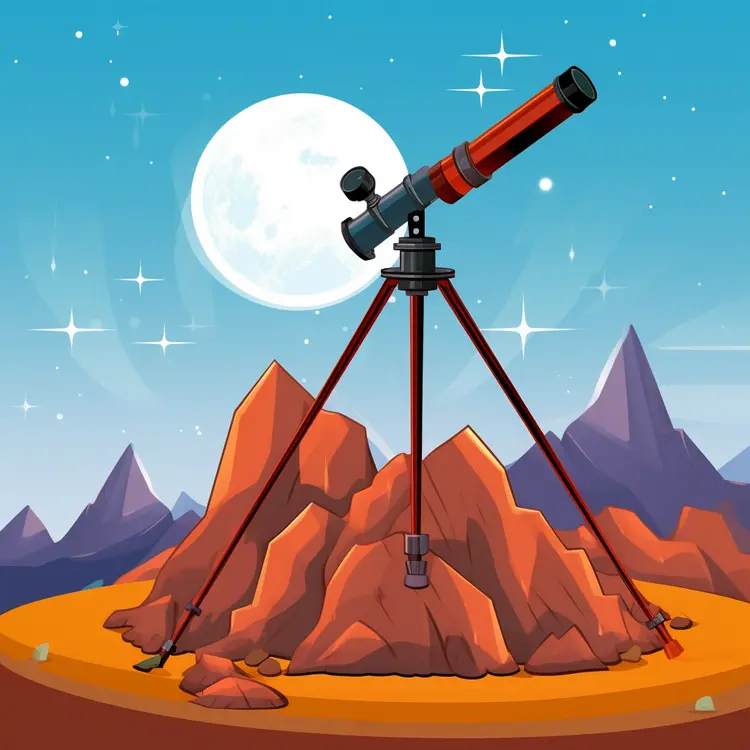 Telescope on Mountain Under Starry Sky