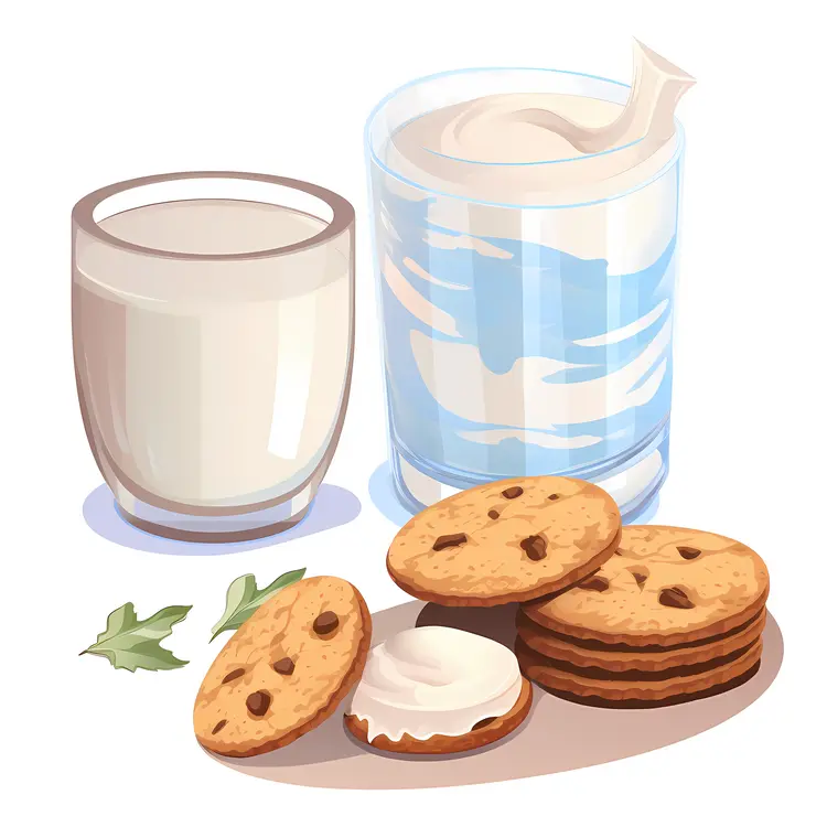 Glass of Milk and Chocolate Chip Cookies