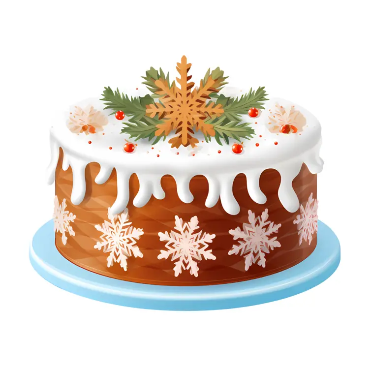 Snowflake Cake with Holiday Decorations