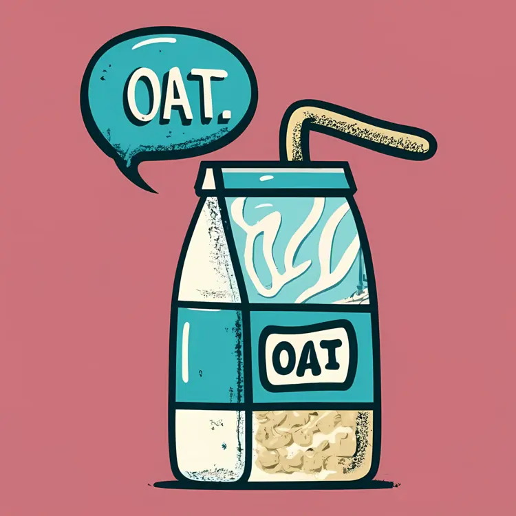 Oat Milk Carton with Straw Illustration