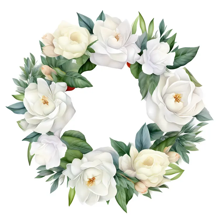 Elegant White Floral Wreath with Rose Buds