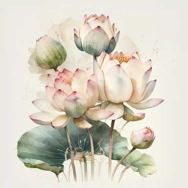 Beautiful Watercolor Lotus Flower Illustration