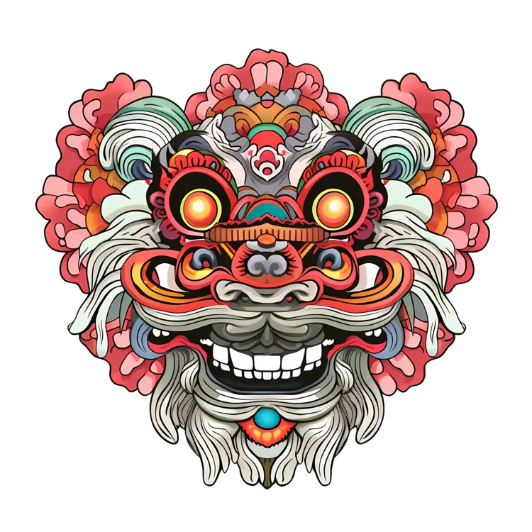 Colorful Lion Mask Illustration