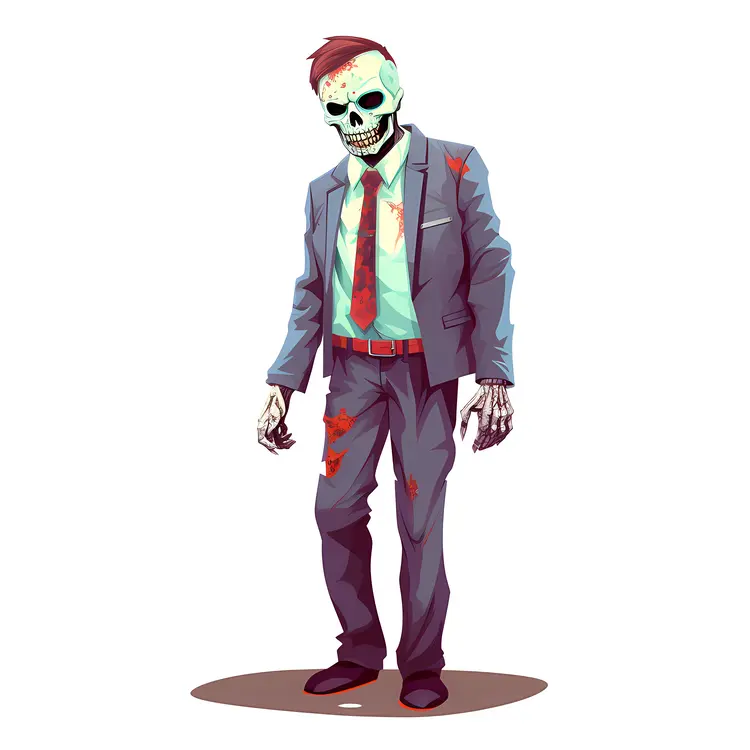 Zombie in Suit Illustration for Halloween