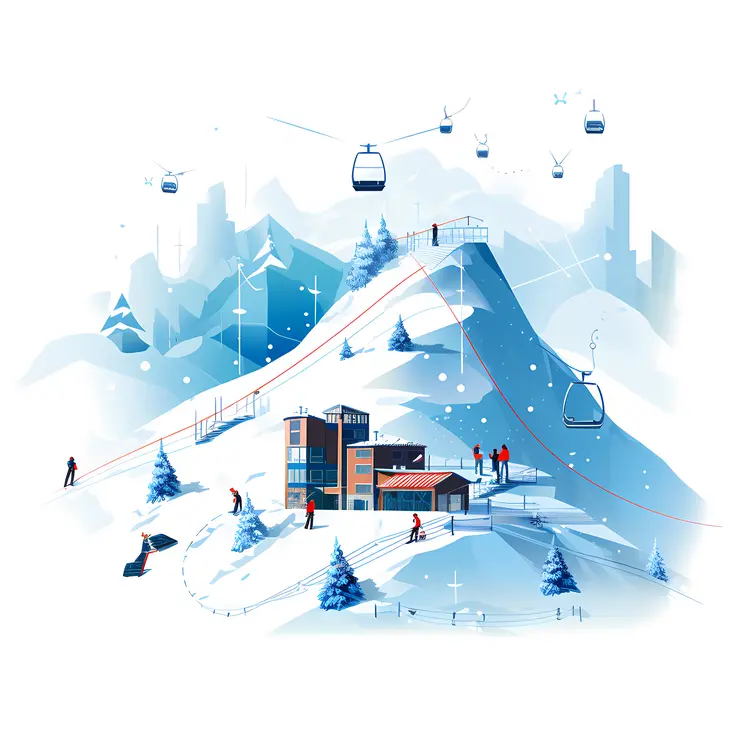 Ski Slope with Cable Cars