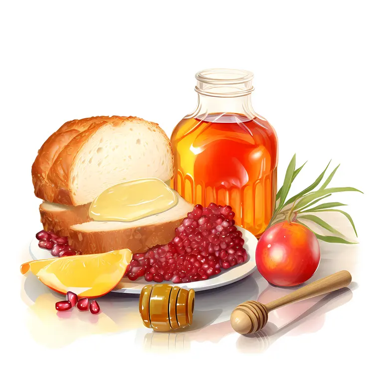 Honey and Bread with Pomegranate for Rosh Hashanah