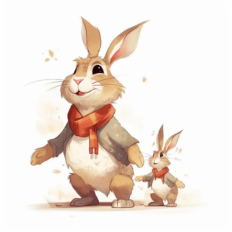 Cute Cartoon Rabbits with Scarves