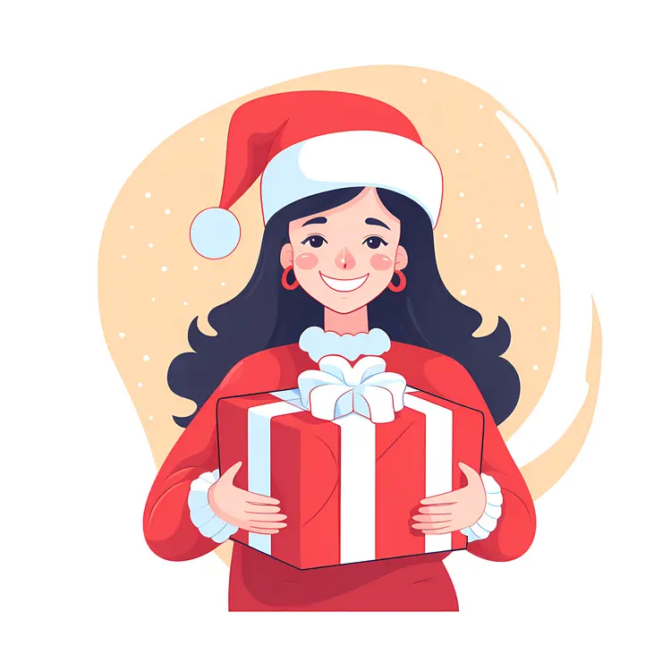 Girl Holding Christmas Present