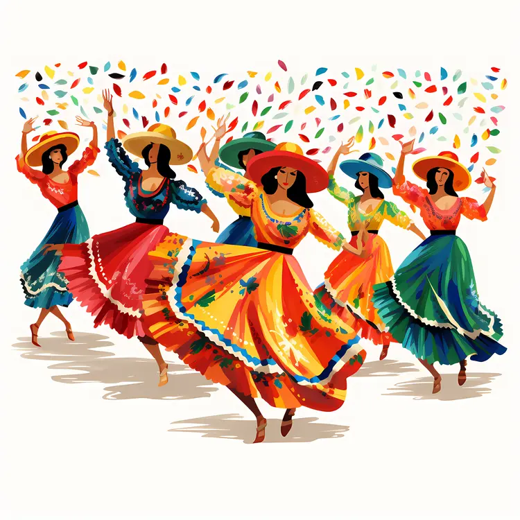 Colorful Folkloric Dancers Celebrating