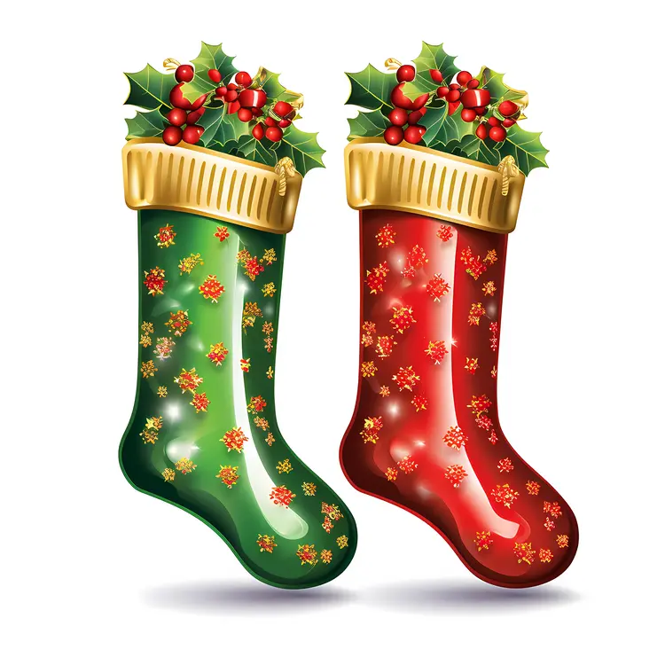 Decorative Christmas Stockings with Holly