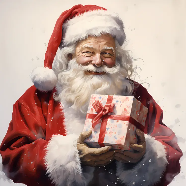 Santa Claus Holding a Gift