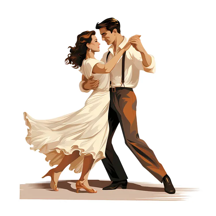 Romantic Dancing Couple Illustration