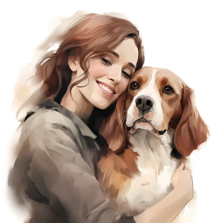 Woman Hugging Her Dog with Love