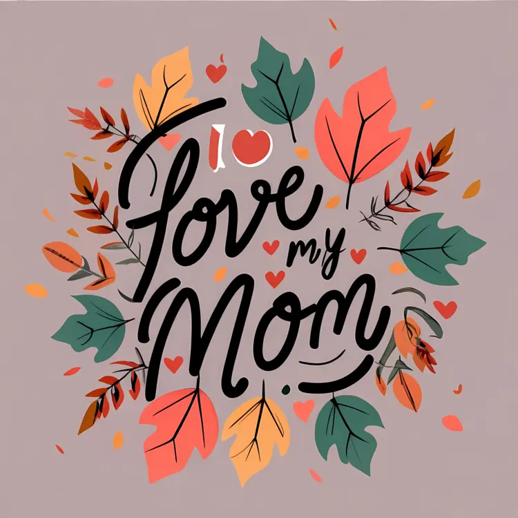 Autumn Leaves and Hearts Mother's Day Quote