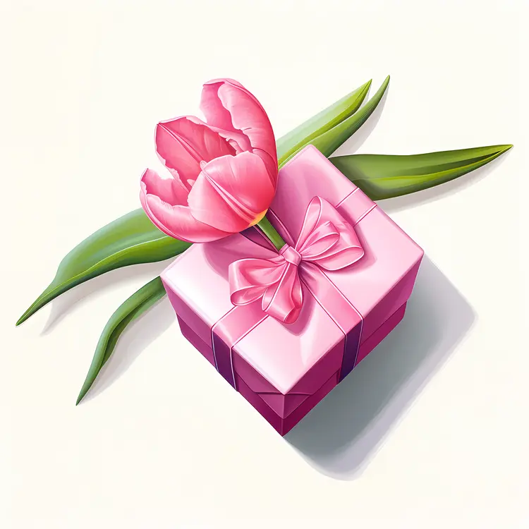Pink Gift Box with Tulip