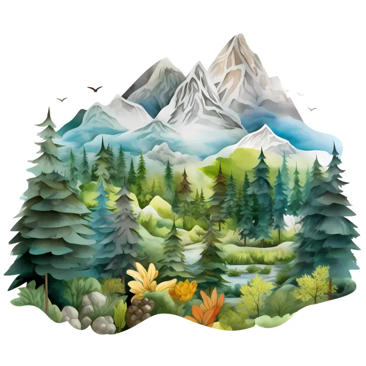 Beautiful Mountain Landscape with Forest